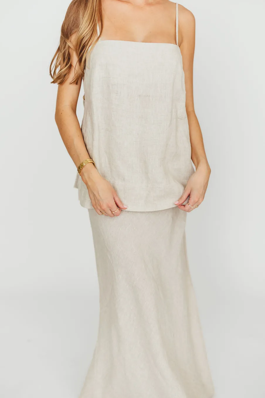 Sale Worth Collective Novella 100% Linen Woven Maxi Skirt in Linen