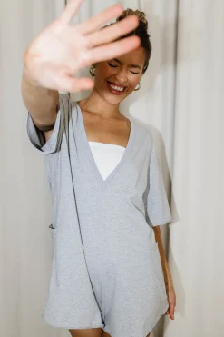 Clearance Worth Collective Nylah Oversized Romper in Grey