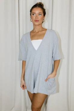 Clearance Worth Collective Nylah Oversized Romper in Grey