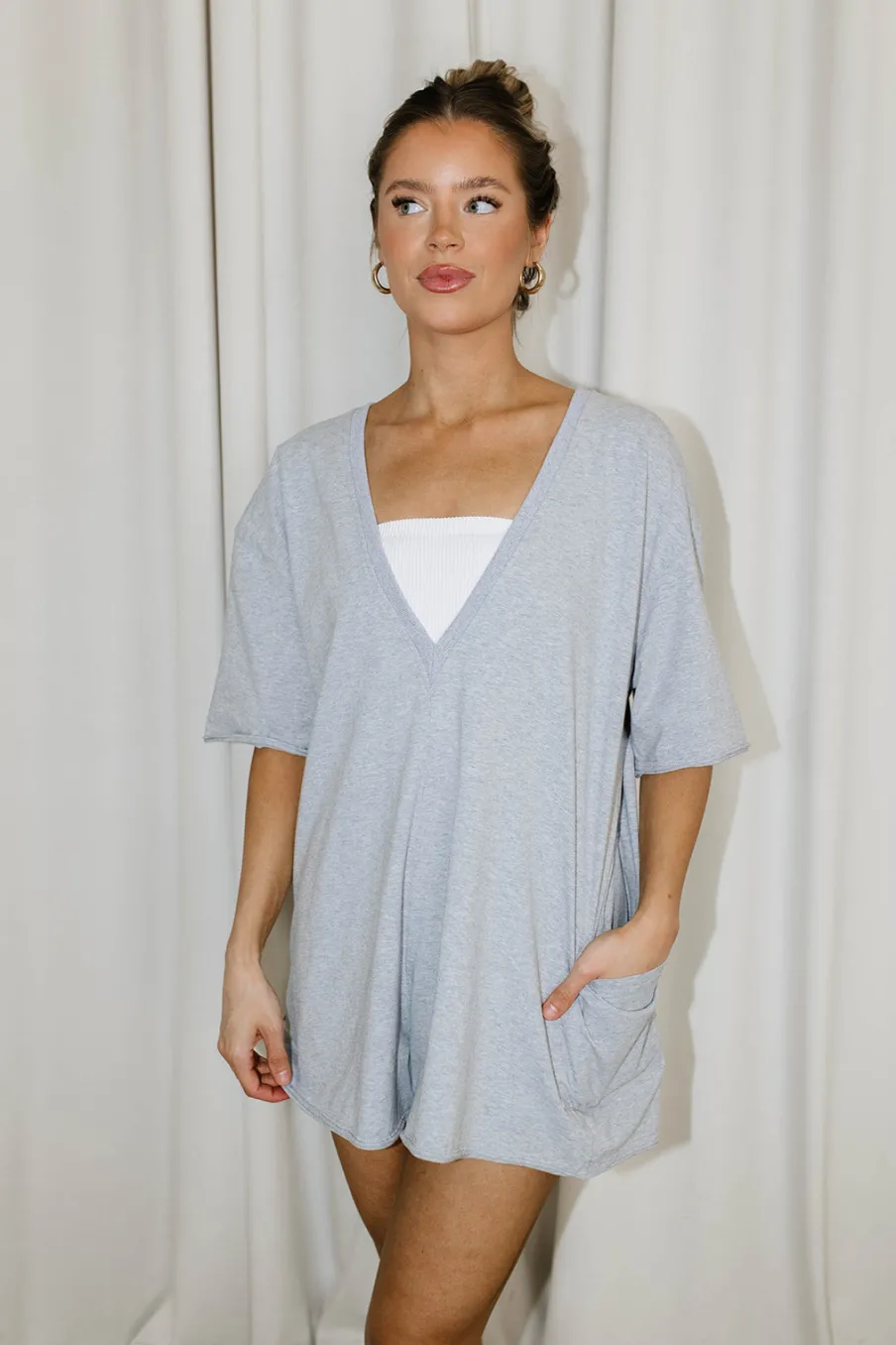 Clearance Worth Collective Nylah Oversized Romper in Grey