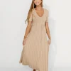 Online Worth Collective Oakley Ribbed Maxi Dress in Taupe - Bump Friendly