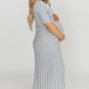 Sale Worth Collective Oakley Ribbed Maxi Dress in Light Blue - Bump Friendly