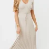 Sale Worth Collective Oakley Ribbed Maxi Dress in Dusty Taupe - Bump Friendly