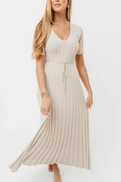 Sale Worth Collective Oakley Ribbed Maxi Dress in Dusty Taupe - Bump Friendly