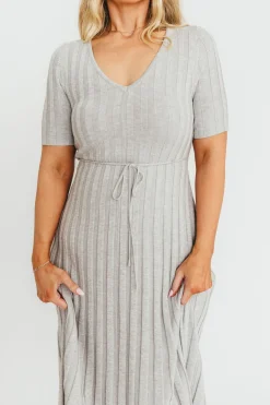 Best Worth Collective Oakley Ribbed Maxi Dress in Heather Grey -Bump Friendly