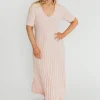 Fashion Worth Collective Oakley Ribbed Maxi Dress in Light Pink - Bump Friendly