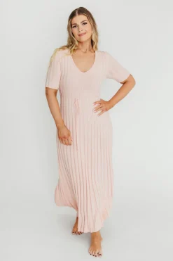 Fashion Worth Collective Oakley Ribbed Maxi Dress in Light Pink - Bump Friendly