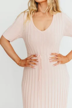 Fashion Worth Collective Oakley Ribbed Maxi Dress in Light Pink - Bump Friendly