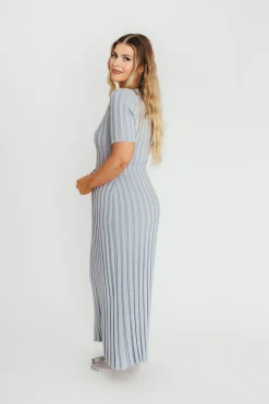 Sale Worth Collective Oakley Ribbed Maxi Dress in Light Blue - Bump Friendly