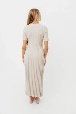 Sale Worth Collective Oakley Ribbed Maxi Dress in Dusty Taupe - Bump Friendly