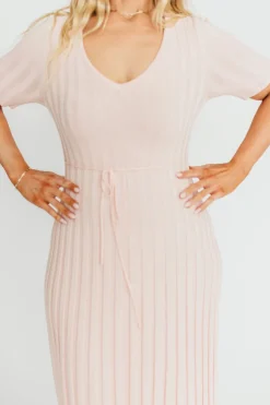Fashion Worth Collective Oakley Ribbed Maxi Dress in Light Pink - Bump Friendly