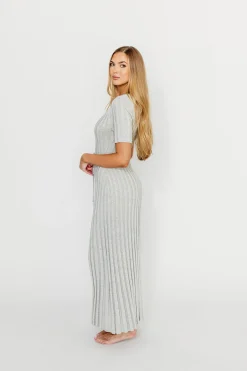 Best Worth Collective Oakley Ribbed Maxi Dress in Heather Grey -Bump Friendly