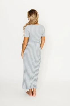 Sale Worth Collective Oakley Ribbed Maxi Dress in Light Blue - Bump Friendly