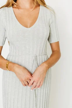 Best Worth Collective Oakley Ribbed Maxi Dress in Heather Grey -Bump Friendly