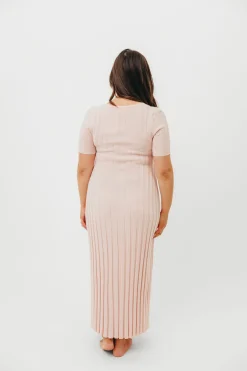 Fashion Worth Collective Oakley Ribbed Maxi Dress in Light Pink - Bump Friendly