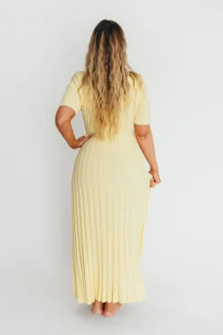 Discount Worth Collective Oakley Ribbed Maxi Dress in Light Yellow - Bump Friendly
