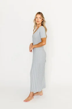 Sale Worth Collective Oakley Ribbed Maxi Dress in Light Blue - Bump Friendly