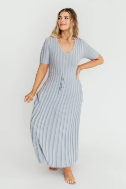 Sale Worth Collective Oakley Ribbed Maxi Dress in Light Blue - Bump Friendly