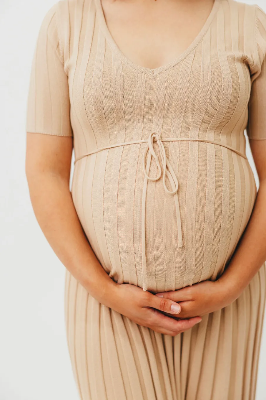 Online Worth Collective Oakley Ribbed Maxi Dress in Taupe - Bump Friendly