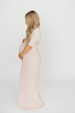 Fashion Worth Collective Oakley Ribbed Maxi Dress in Light Pink - Bump Friendly