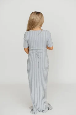 Sale Worth Collective Oakley Ribbed Maxi Dress in Light Blue - Bump Friendly
