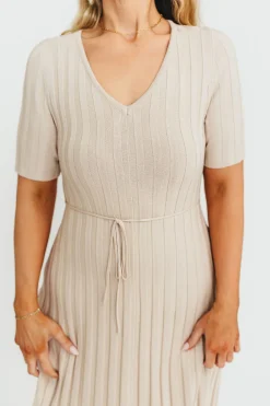 Sale Worth Collective Oakley Ribbed Maxi Dress in Dusty Taupe - Bump Friendly