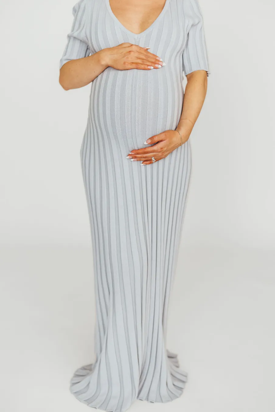 Sale Worth Collective Oakley Ribbed Maxi Dress in Light Blue - Bump Friendly
