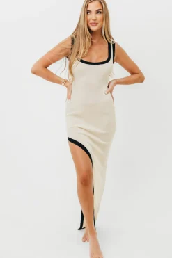 Clearance Worth Collective Odora Knit Dress in Cream Black