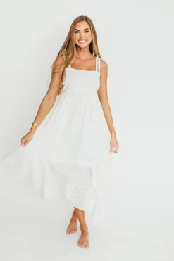 Best Worth Collective Palmer Asymmetrical Hem Midi Dress in White
