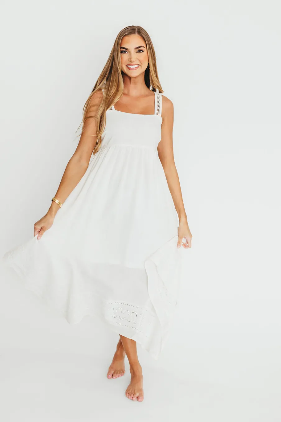 Best Worth Collective Palmer Asymmetrical Hem Midi Dress in White