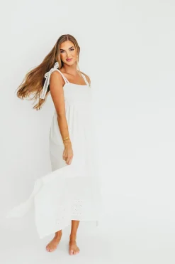 Best Worth Collective Palmer Asymmetrical Hem Midi Dress in White