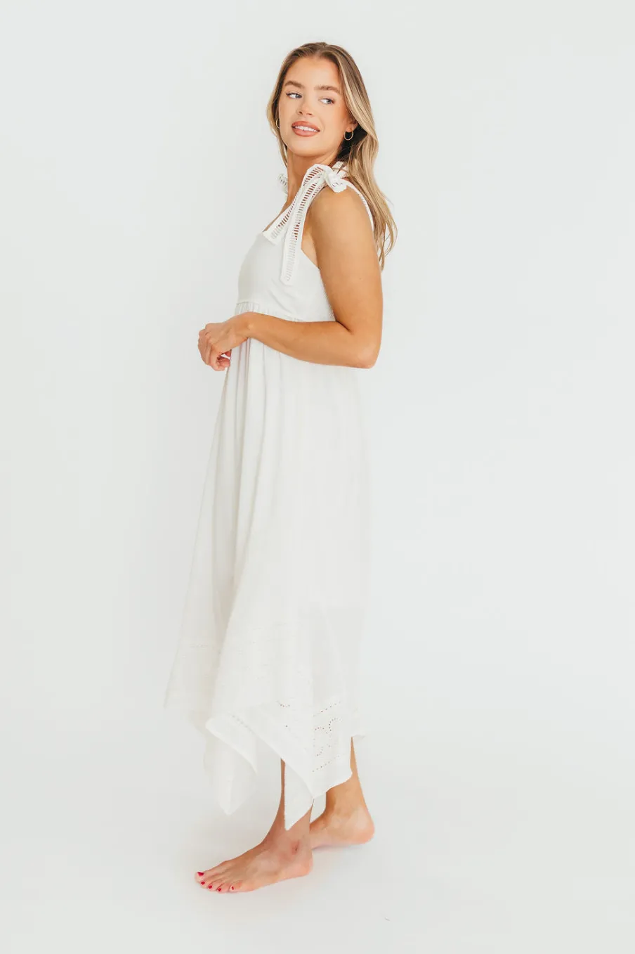 Best Worth Collective Palmer Asymmetrical Hem Midi Dress in White