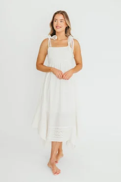 Best Worth Collective Palmer Asymmetrical Hem Midi Dress in White
