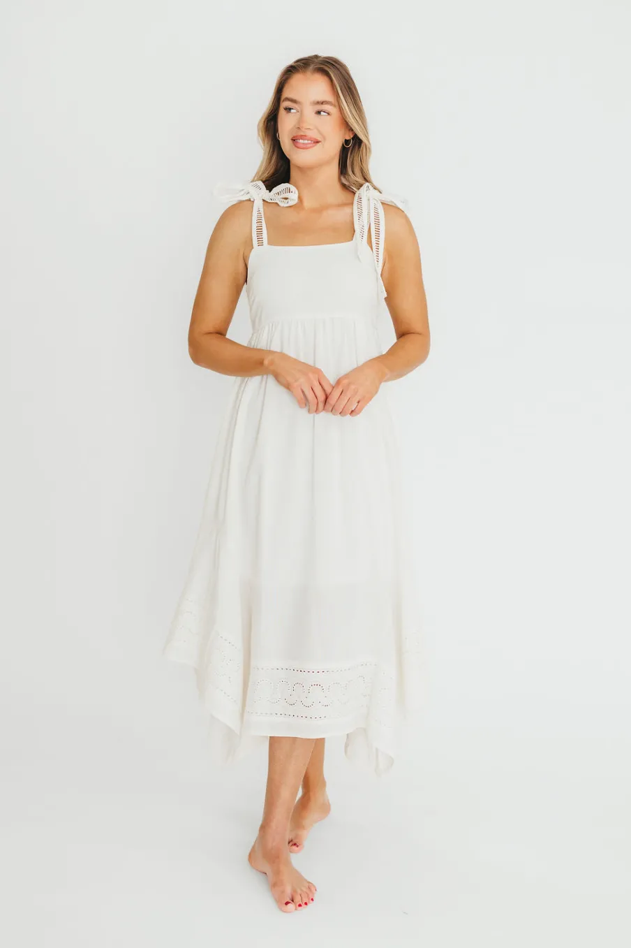 Best Worth Collective Palmer Asymmetrical Hem Midi Dress in White