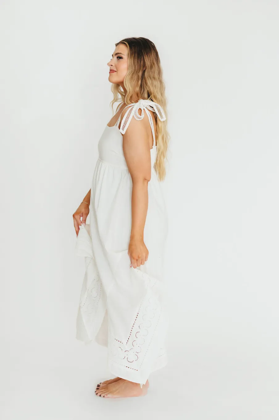 Best Worth Collective Palmer Asymmetrical Hem Midi Dress in White