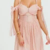 Hot Worth Collective Paulina Sleeveless Sweetheart Midi Dress in Vintage Rose