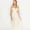 Best Worth Collective Paulina Sleeveless Sweetheart Midi Dress in Ecru