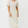 New Worth Collective Peggy Layered Lace Dress with Tee Overlay in Oatmeal
