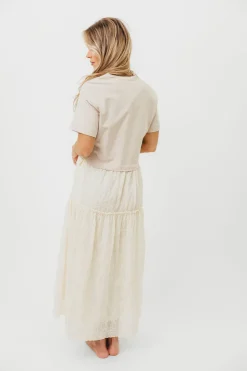 New Worth Collective Peggy Layered Lace Dress with Tee Overlay in Oatmeal