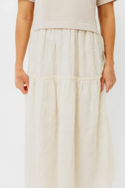 New Worth Collective Peggy Layered Lace Dress with Tee Overlay in Oatmeal