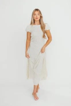 Clearance Worth Collective Perla Polka Dot Midi Dress in Ivory
