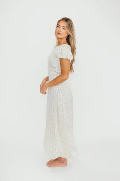 Clearance Worth Collective Perla Polka Dot Midi Dress in Ivory