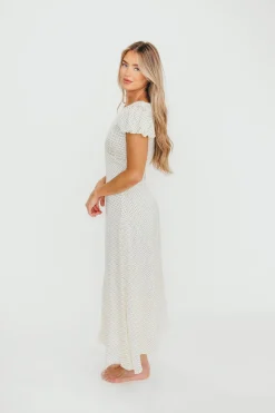 Clearance Worth Collective Perla Polka Dot Midi Dress in Ivory