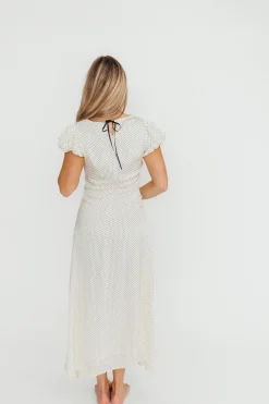 Clearance Worth Collective Perla Polka Dot Midi Dress in Ivory