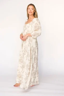 Fashion Worth Collective Peyton 100% Cotton Maxi Dress in Brown Floral - Bump Friendly (XS-XL)
