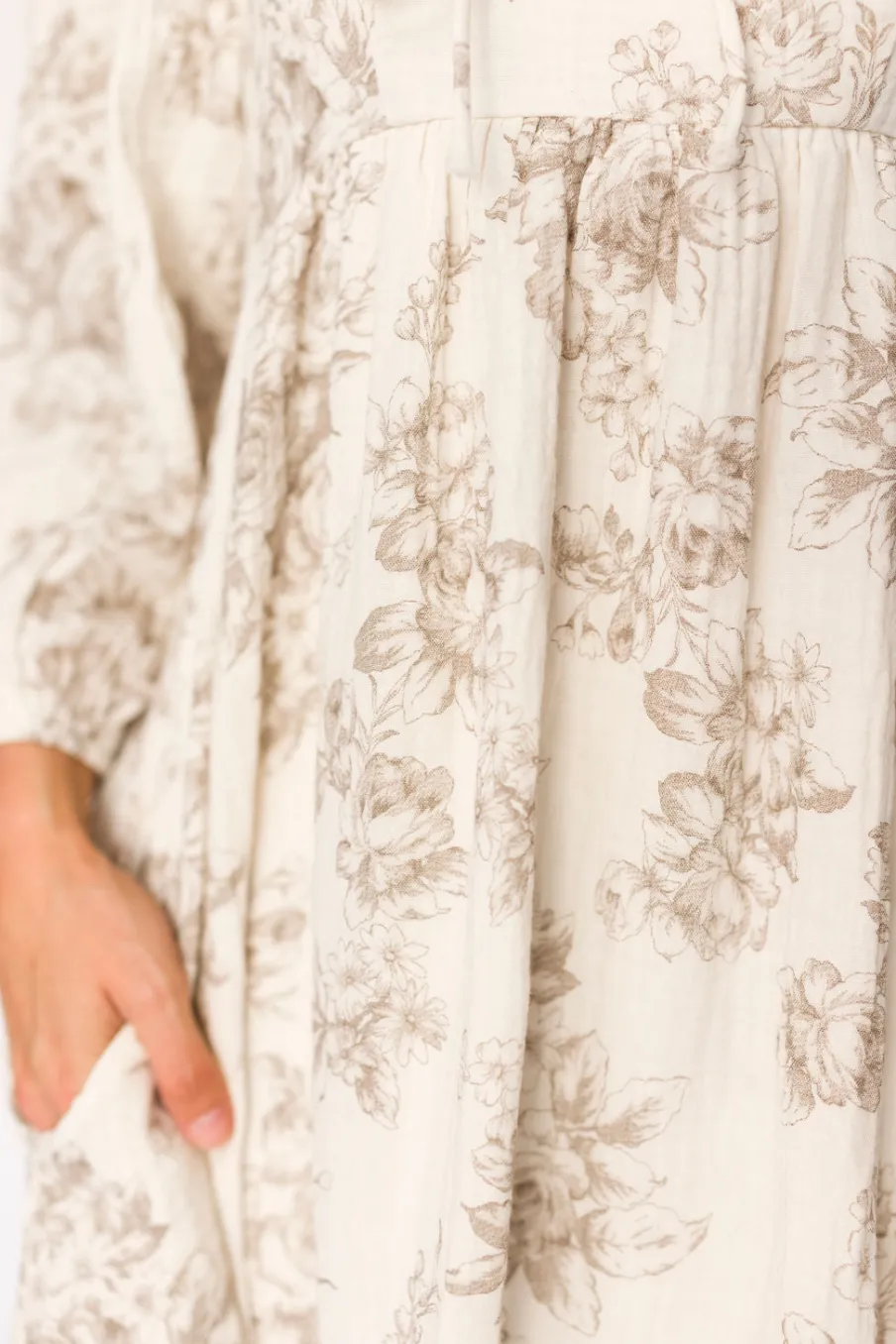 Fashion Worth Collective Peyton 100% Cotton Maxi Dress in Brown Floral - Bump Friendly (XS-XL)