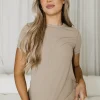 Discount Worth Collective Phoenix Ribbed Knit Tee in Mocha