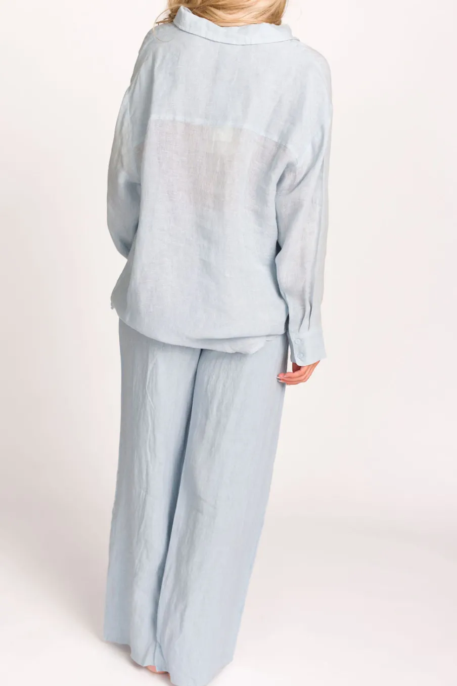 Sale Worth Collective Pip Wide Leg Linen Pants in Light Blue