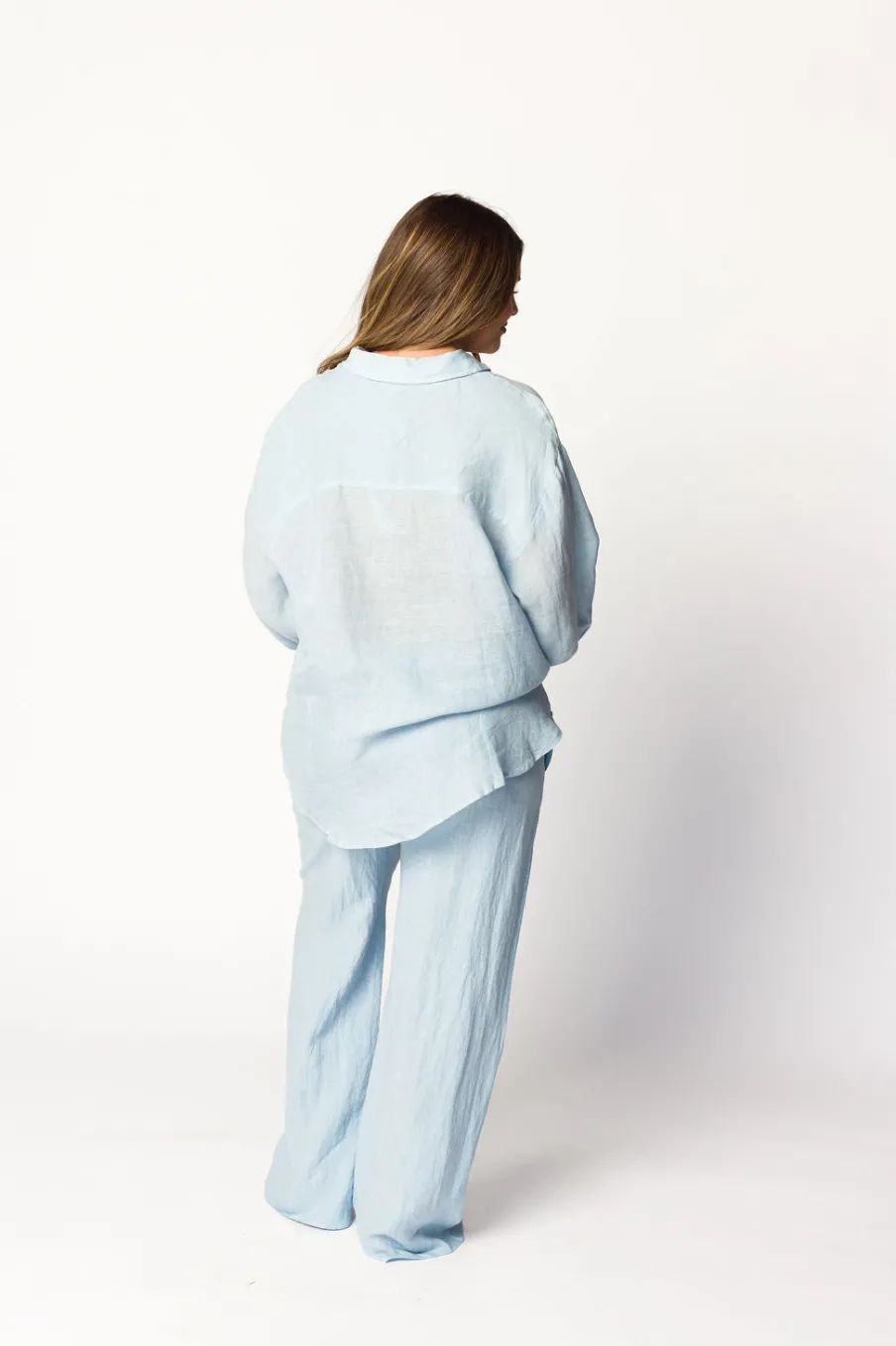Sale Worth Collective Pip Wide Leg Linen Pants in Light Blue