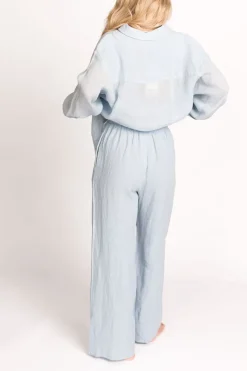 Sale Worth Collective Pip Wide Leg Linen Pants in Light Blue